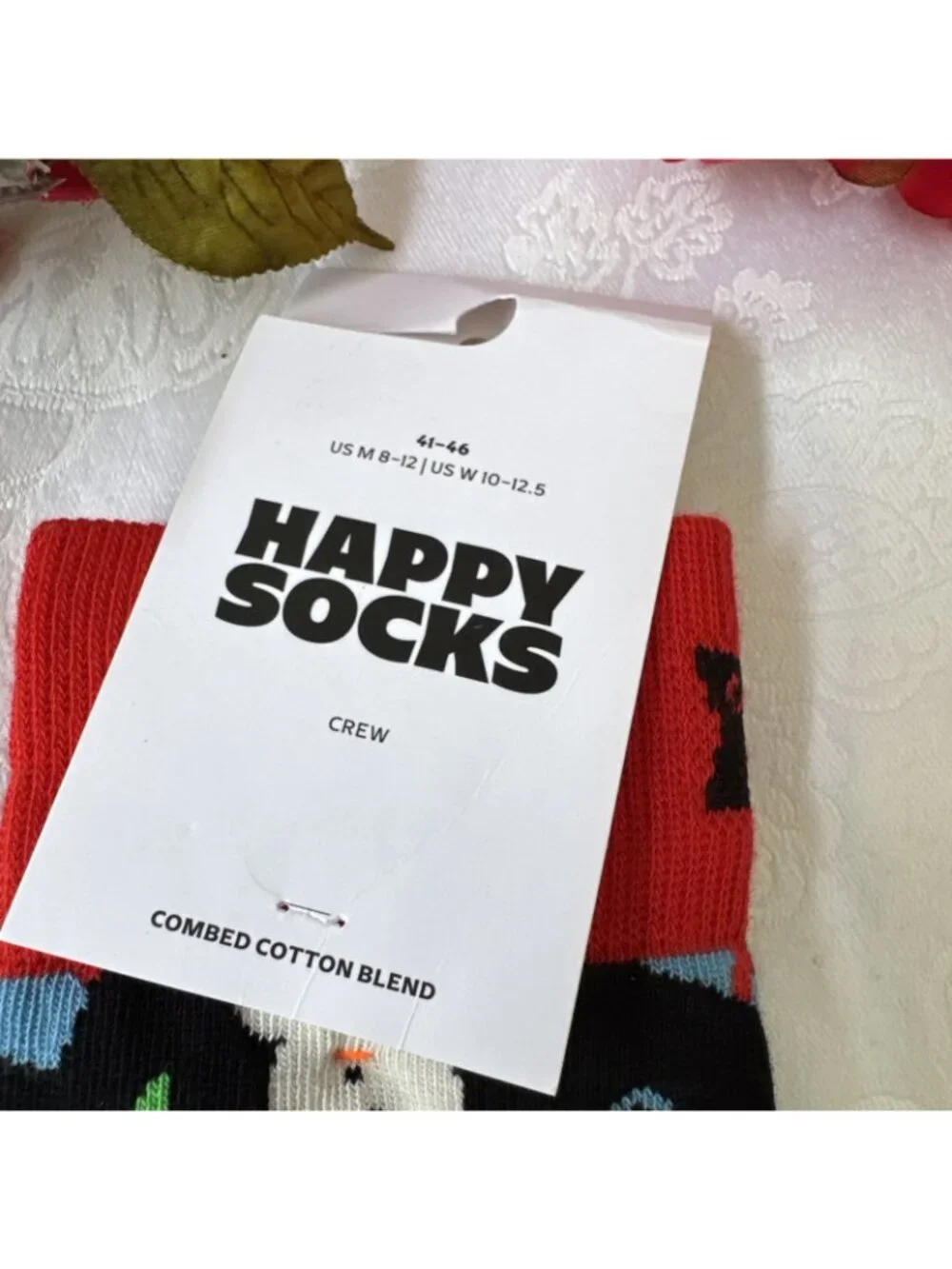 Happy Socks Medium 8-12 Crew Socks Snowmen Christmas Holiday Novelty 41-46 NEW
